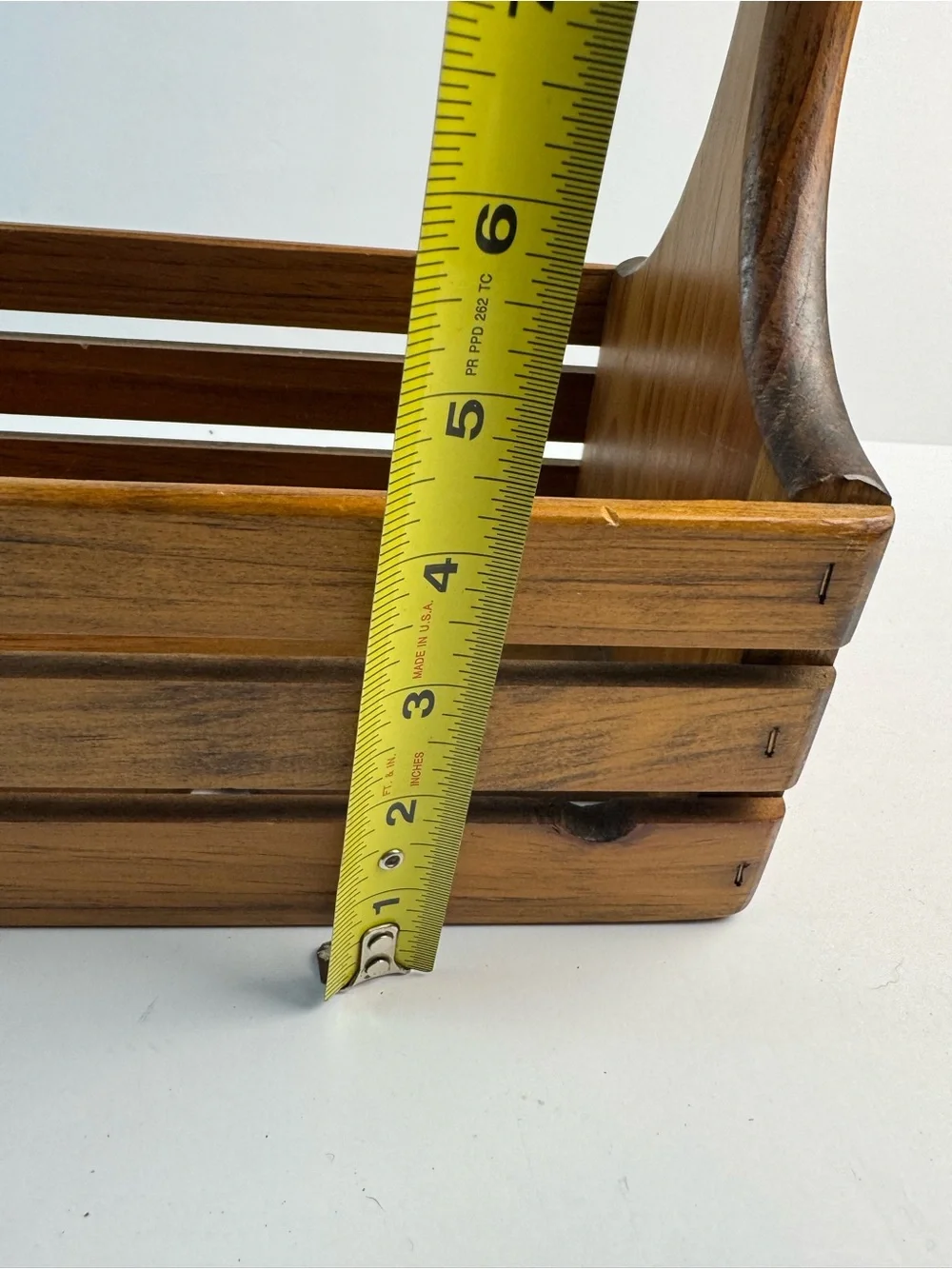 Hand-Painted Wooden Slat Basket with Handle - Folk House Design